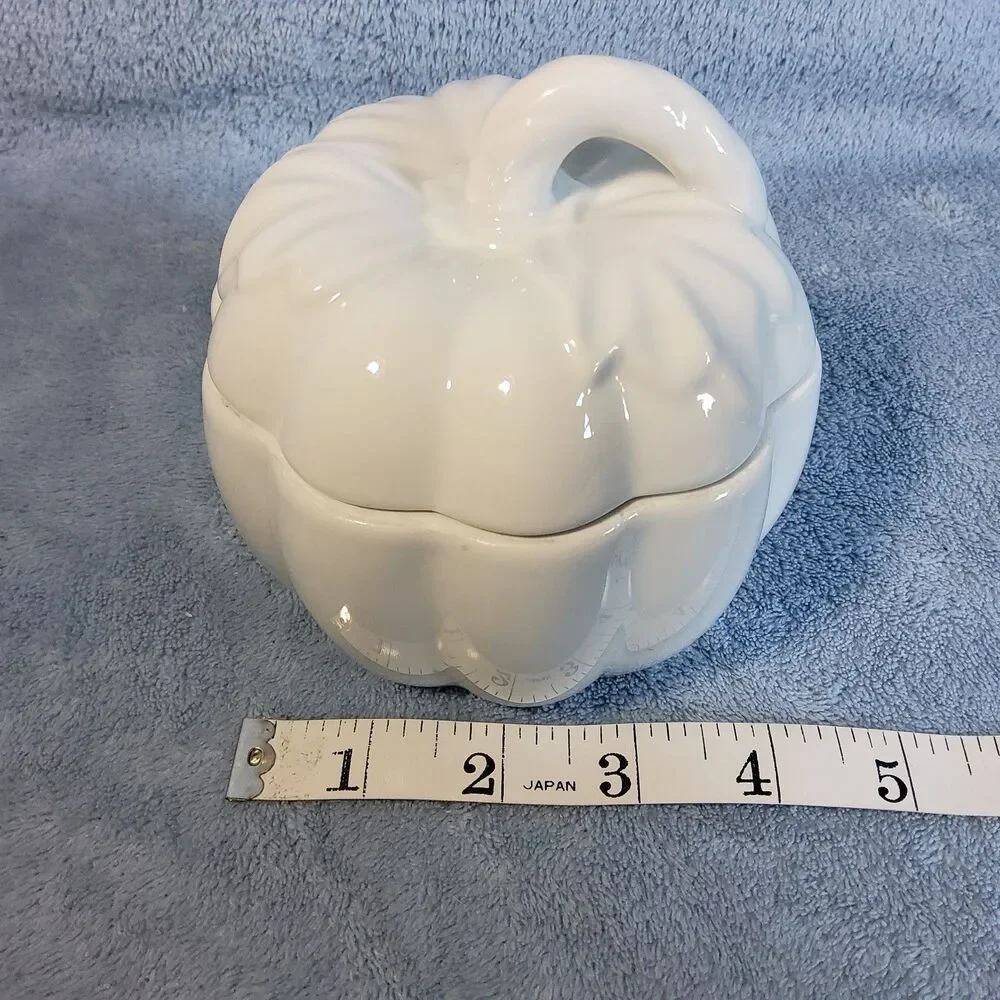 BIA Cordon Bleu White Ceramic Pumpkin Lidded Bowl Ramekin Cocotte 14 oz Fall